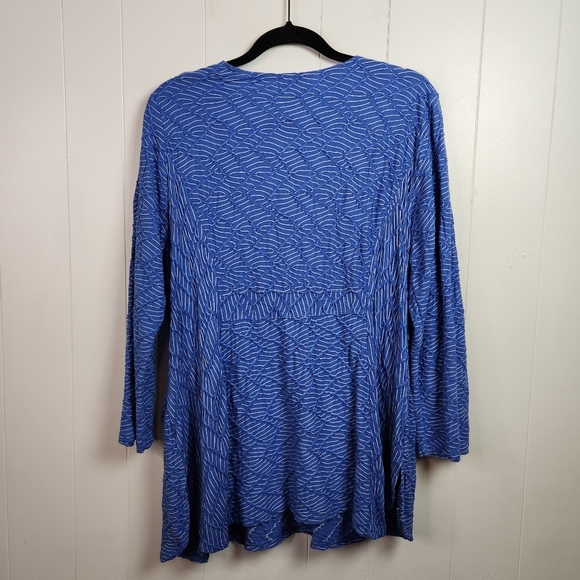 Habitat Lagenlook Blue Textured Tunic Top Shirt 3/4 Sleeves Size Medium Large - Picture 2 of 9
